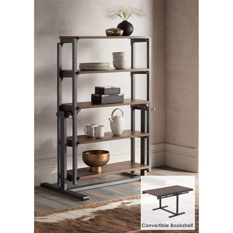 Furinno Turn-N-Tube 4 Tier Multipurpose Open Wood Display Shelf and Bookcase for Living Room, Dining Room, Bedroom, and Office Spaces, Espresso Black
