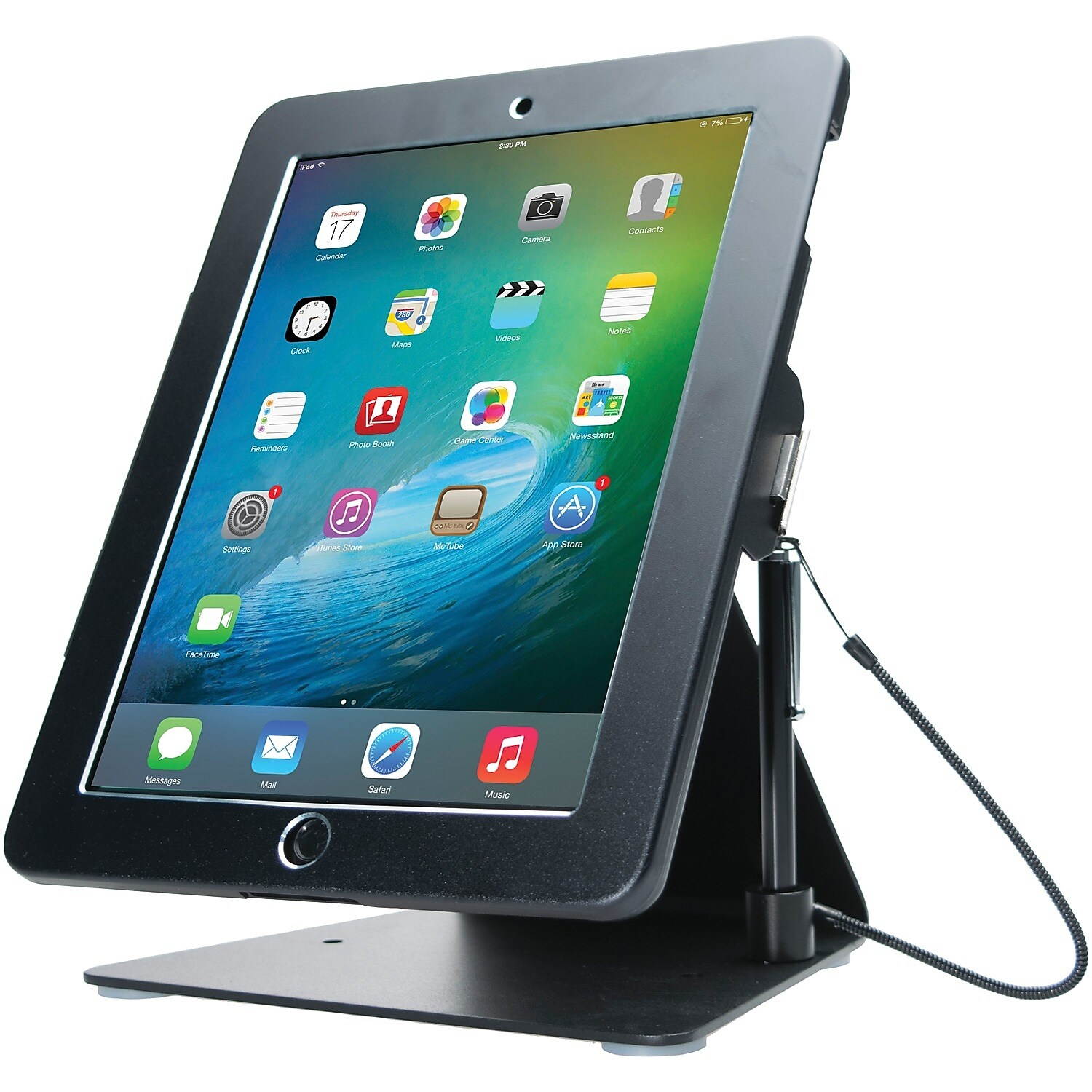 Cta Digital Desktop Anti-Theft Stand Ipad Black Case Rotates 360 Degrees
