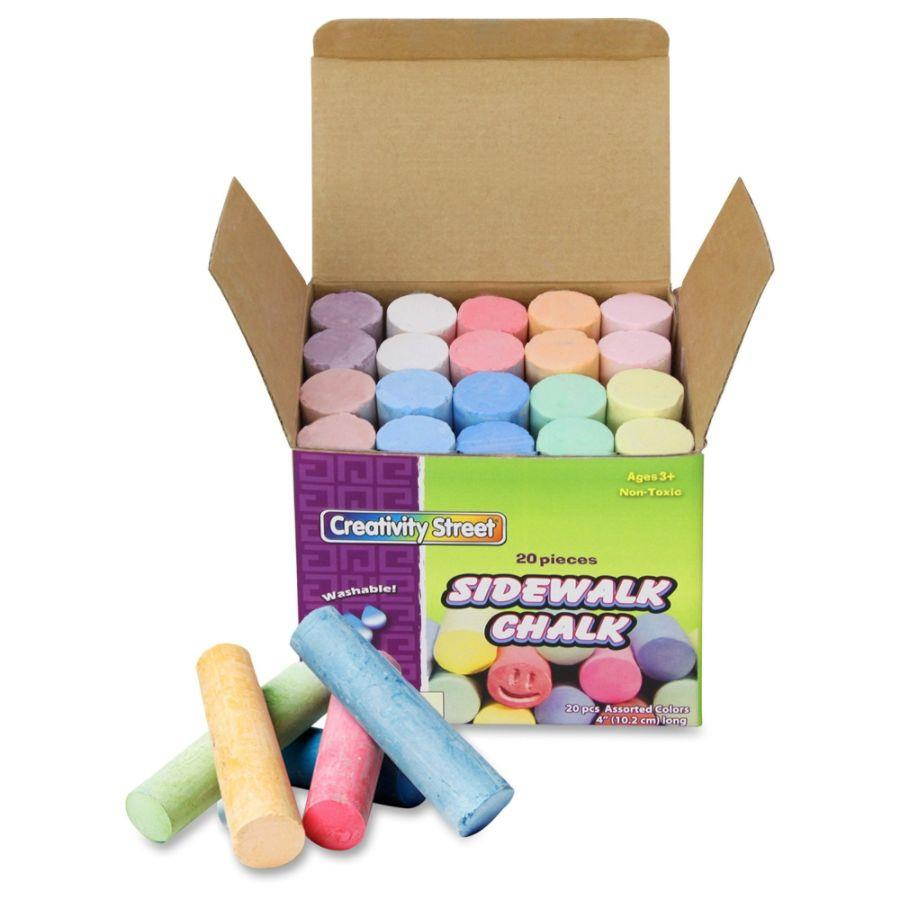 Chenille Kraft Sidewalk Chalk Washable/Nontoxic 20 Pc 4"x1" Assorted 1700