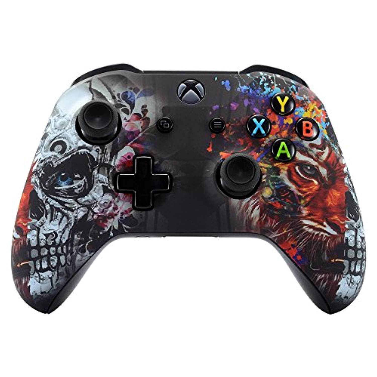 extremerate tiger skull faceplate cover, soft touch front housing shell case, comfortable soft grip replacement kit for xbox on