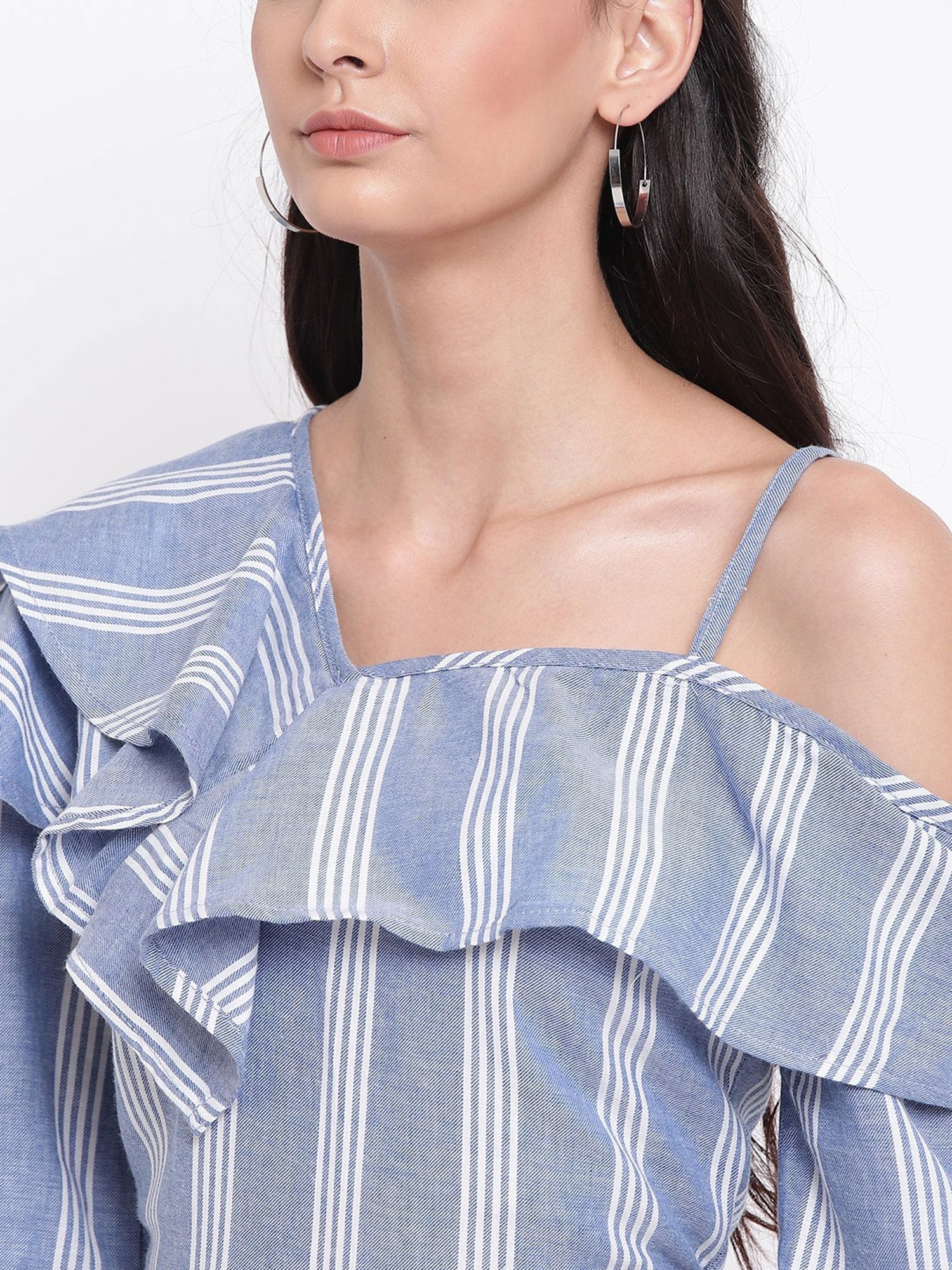 Belle Fille Blue & White Striped Playsuit