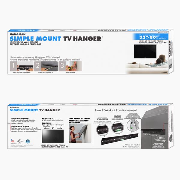 Hangman Ultra-Slim Fixed Wall Mount for 32 to 80 inch LED/LCD TVs (S2060)