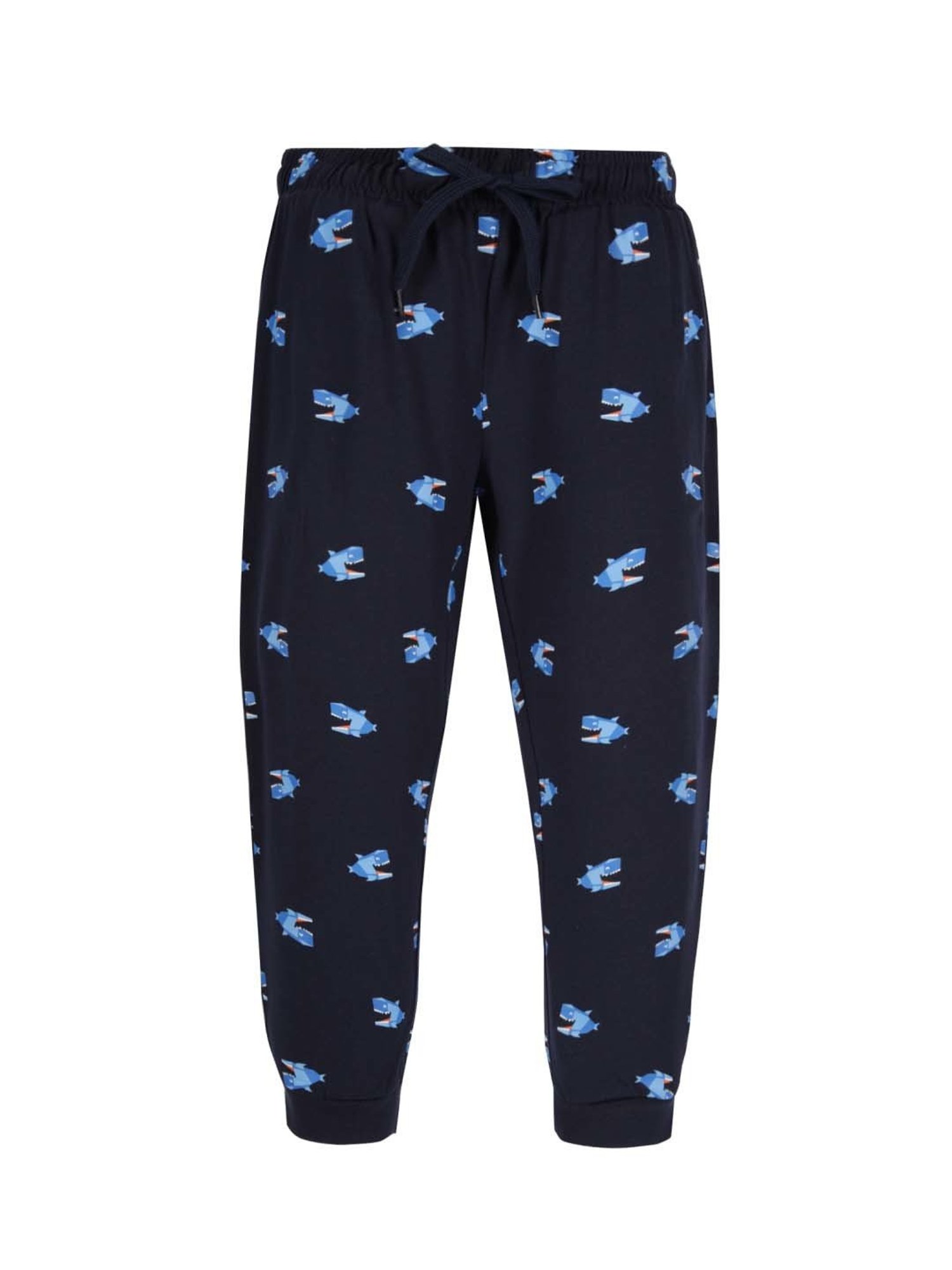 Plum Tree Kids Navy & Orange Cotton Printed Joggers (Pack of 2)