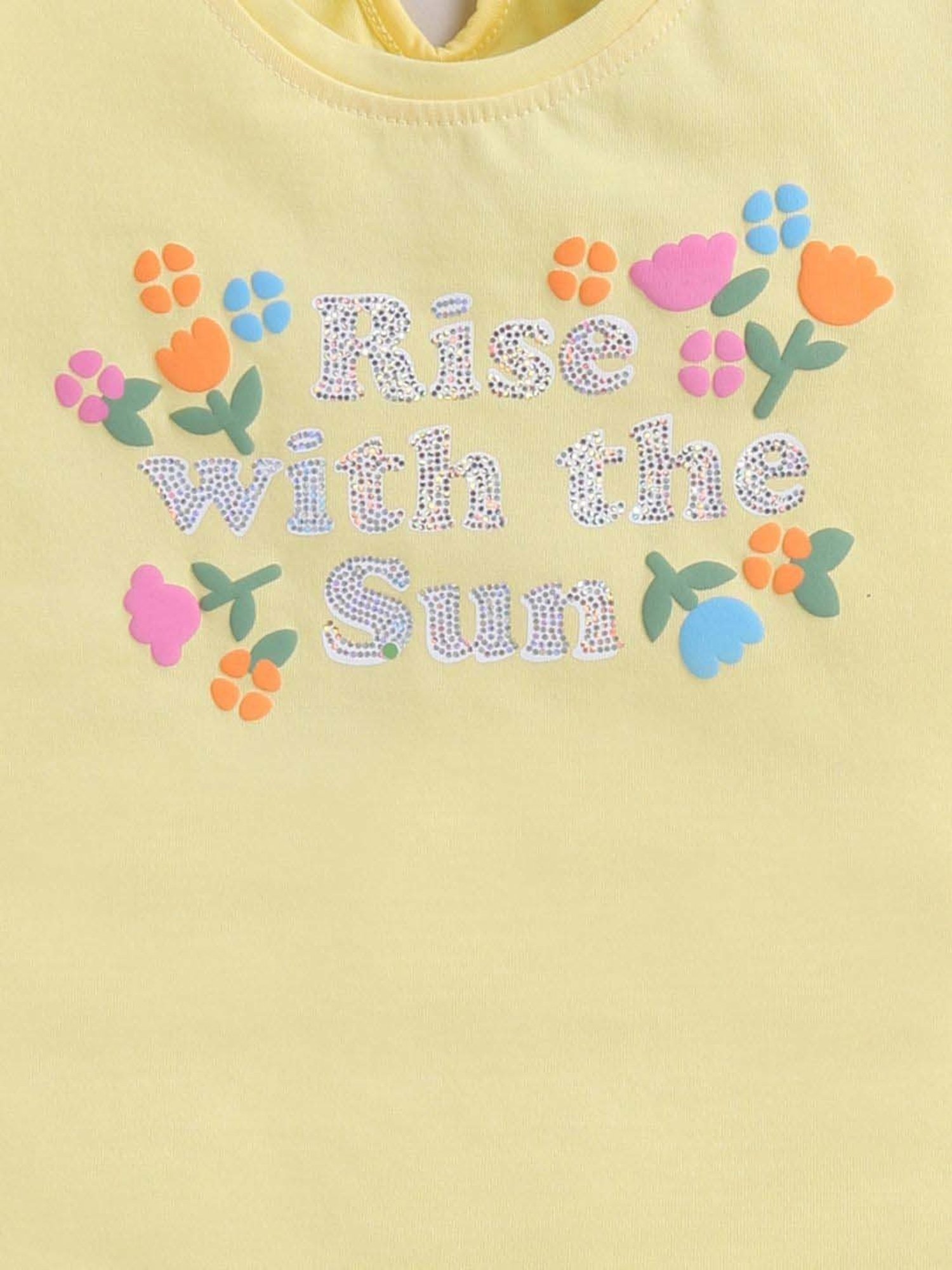 ANNIE Girls Yellow Cotton Printed Top & Short sets