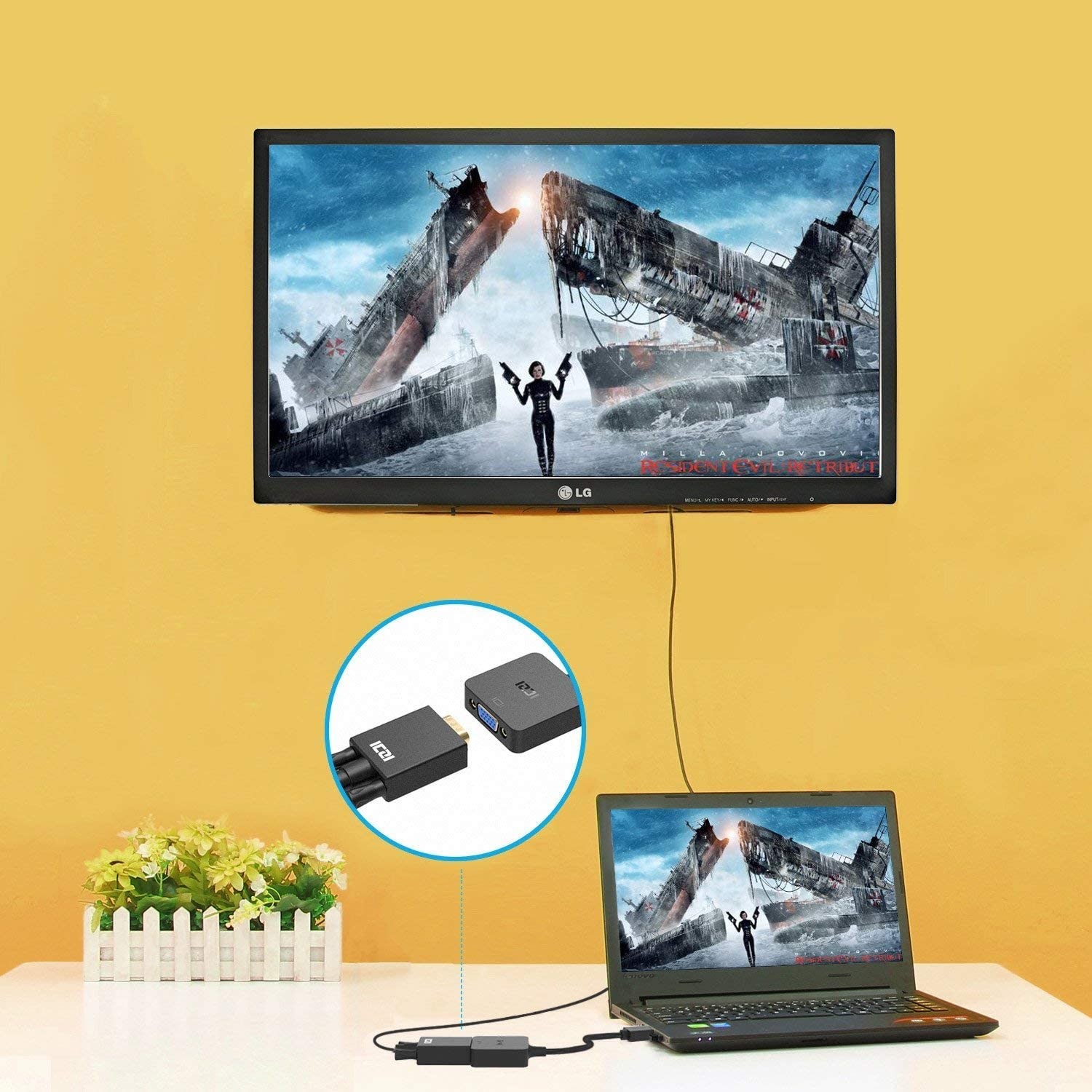 HDMI to VGA 1080P Gold-Plated HDMI to VGA Adapter for PC Laptop HDTV Projector Compatible with PS3/4 Xbox Blu-ray Player and More