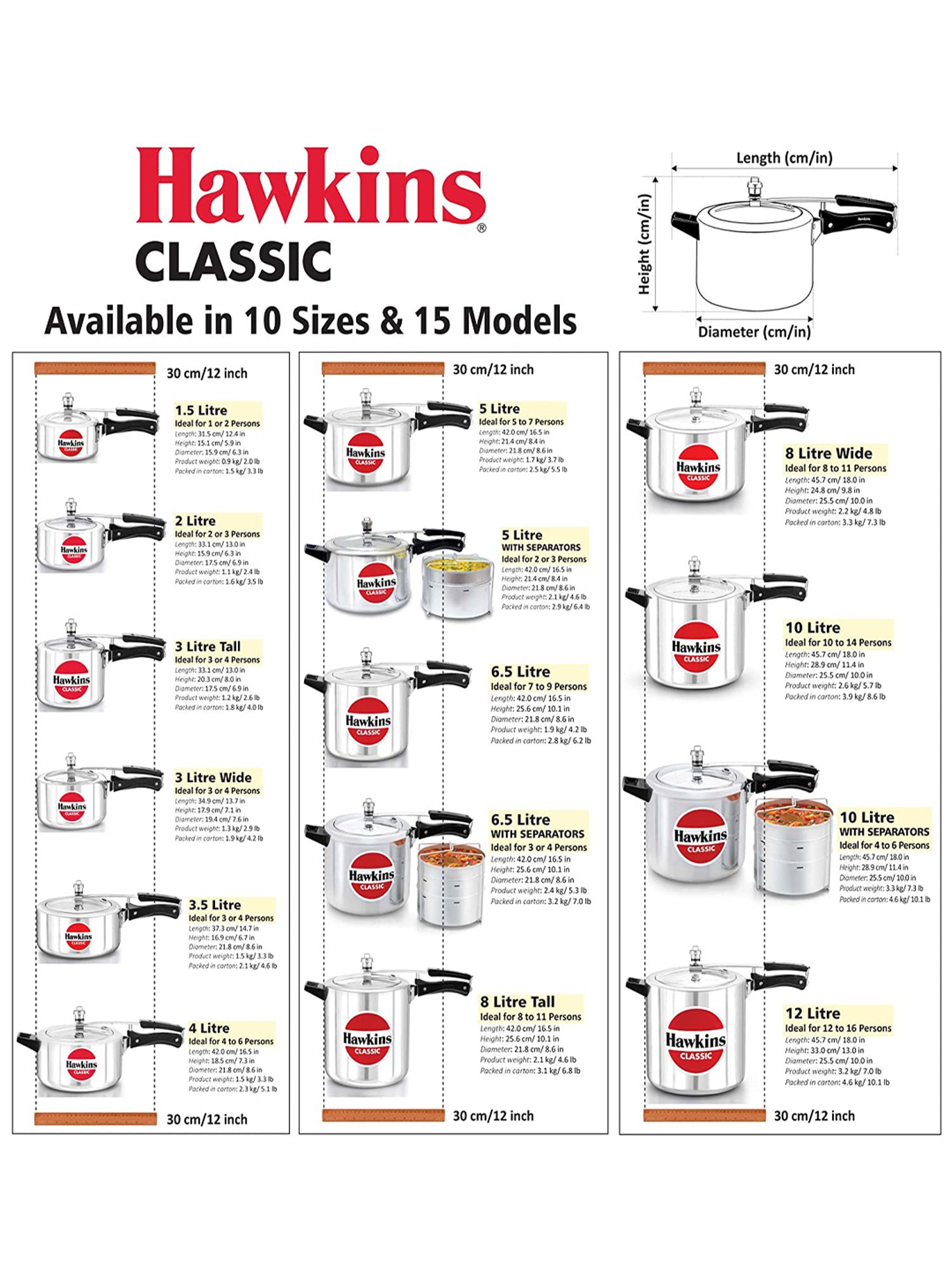 Hawkins Classic Silver Pressure Cooker (2 L) - Set of 1