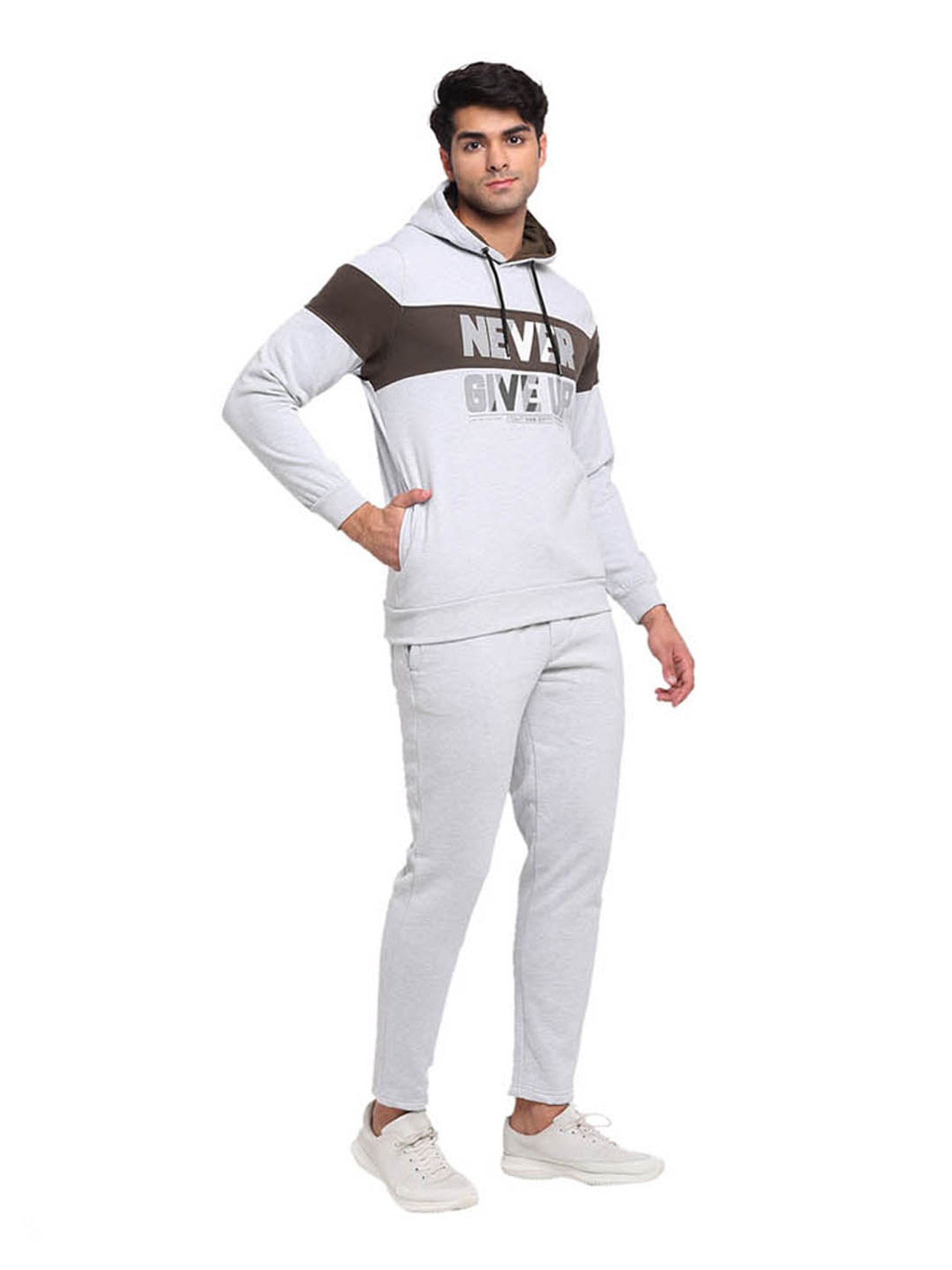 Global Republic Ecru Melange Printed Tracksuit