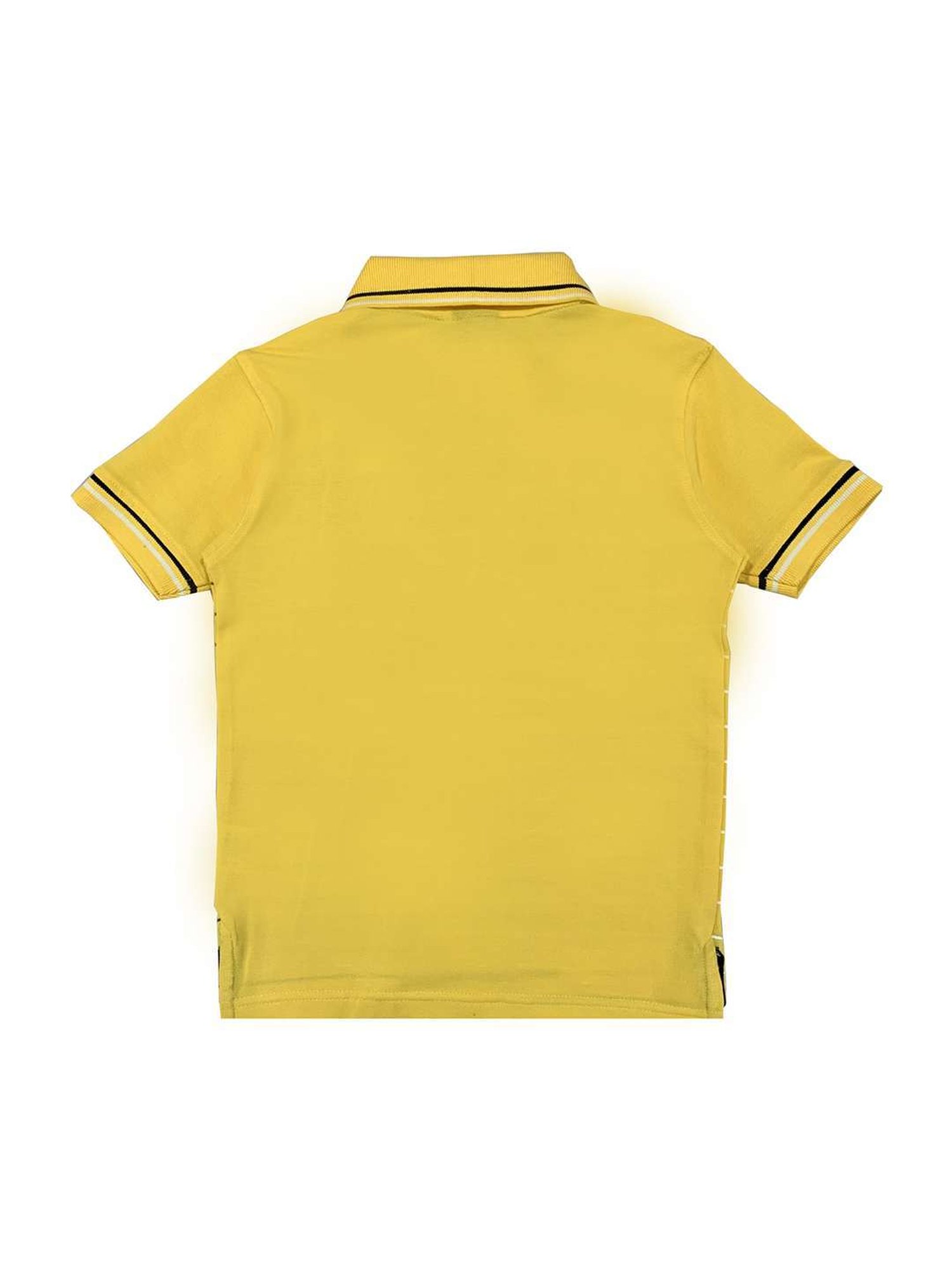 Cavio Kids Yellow & White Cotton Color Block Polo T-Shirt