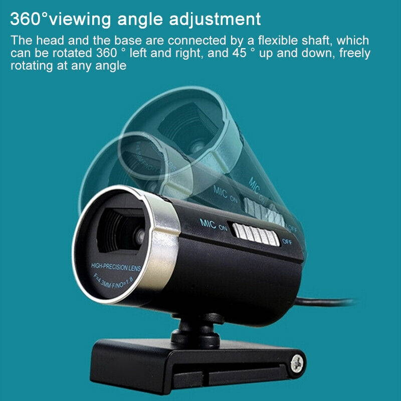 A20 USB Webcam 1.3 million HD PC Camera Web Cam 360 Degree MIC Clip-on Night  Vision For Skype Computer Desktop