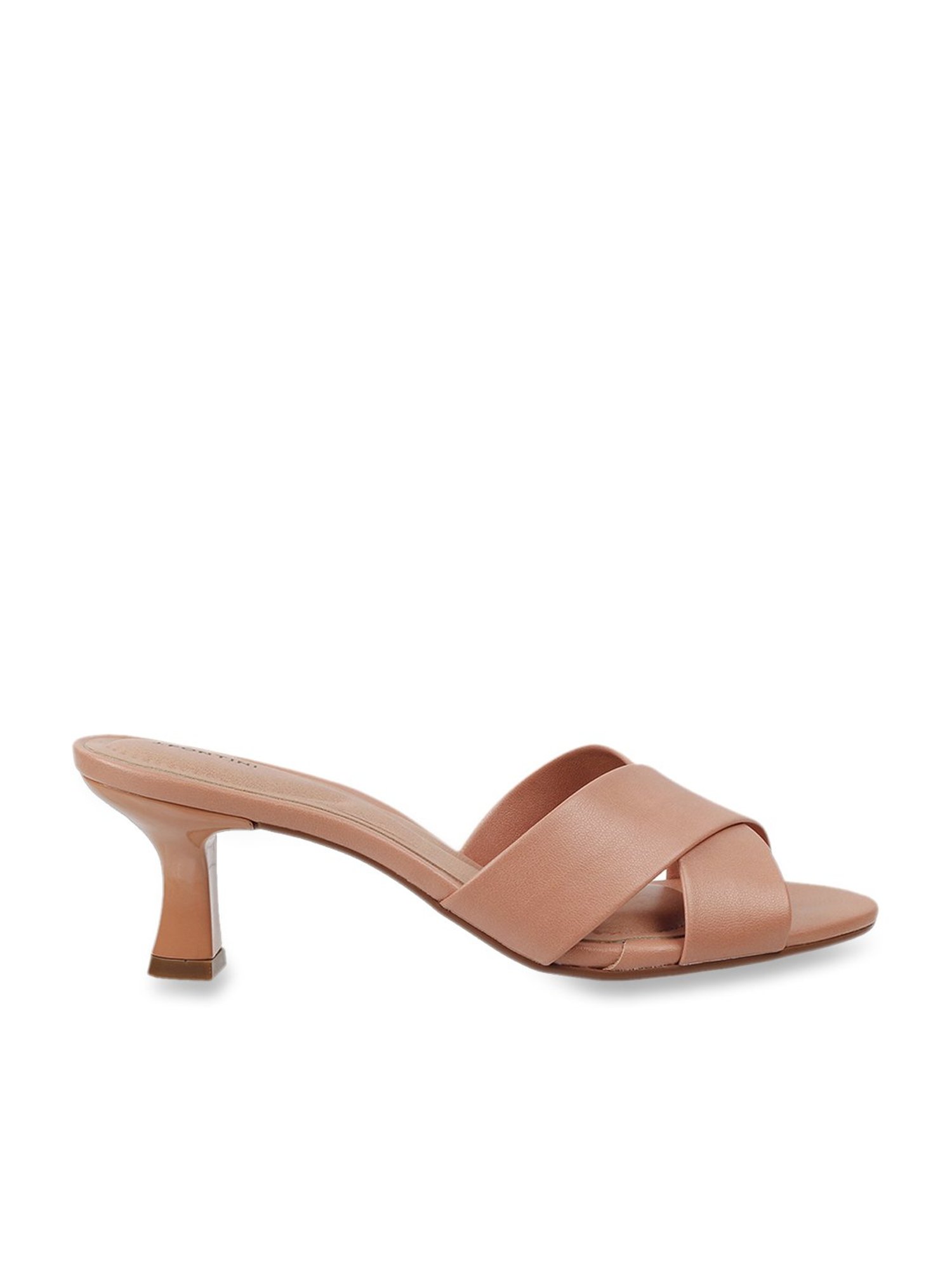 J. Fontini by Mochi Women's Nude Cross Strap Stilettos