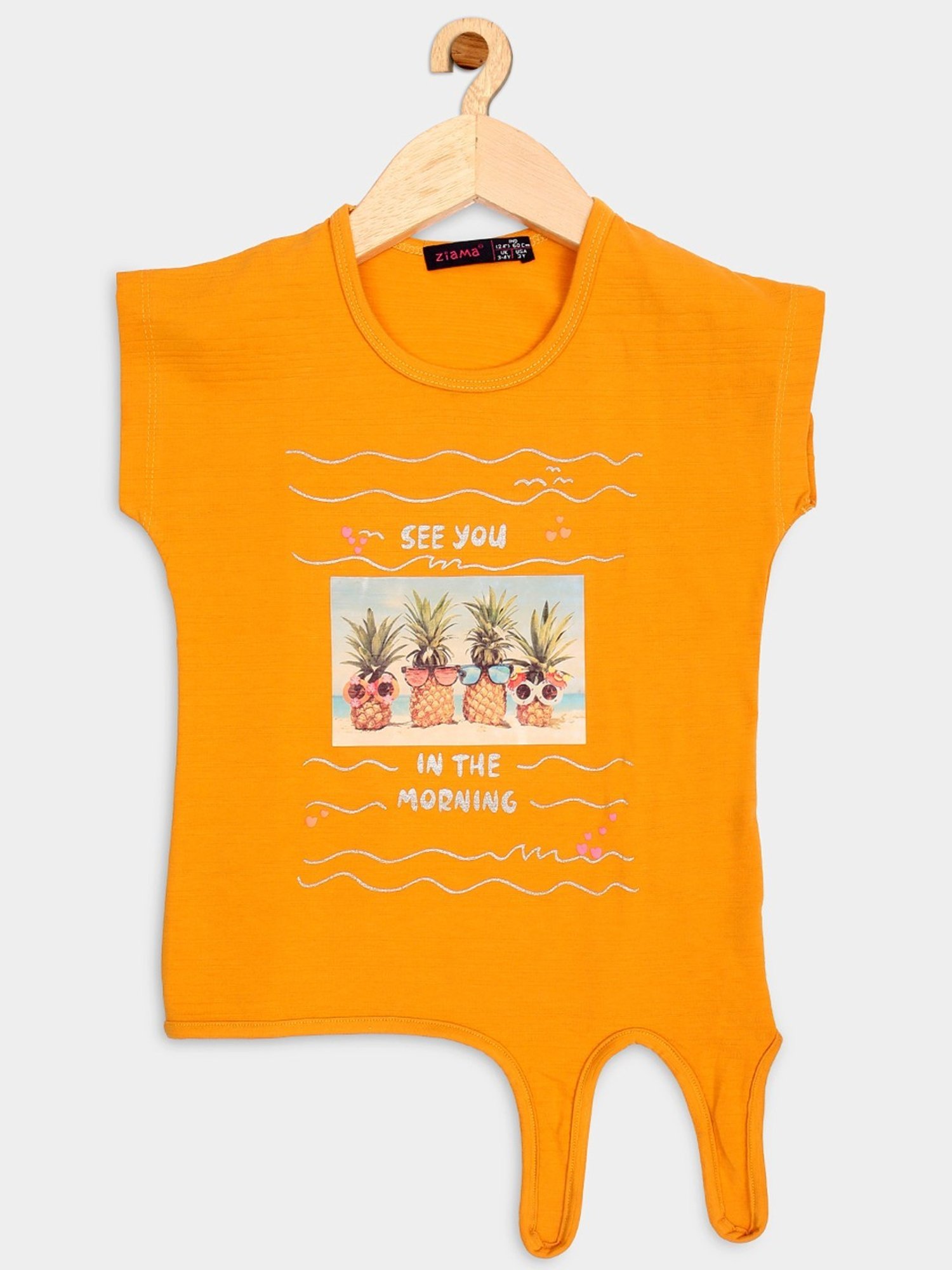 ZIAMA Kids Mustard Printed Top