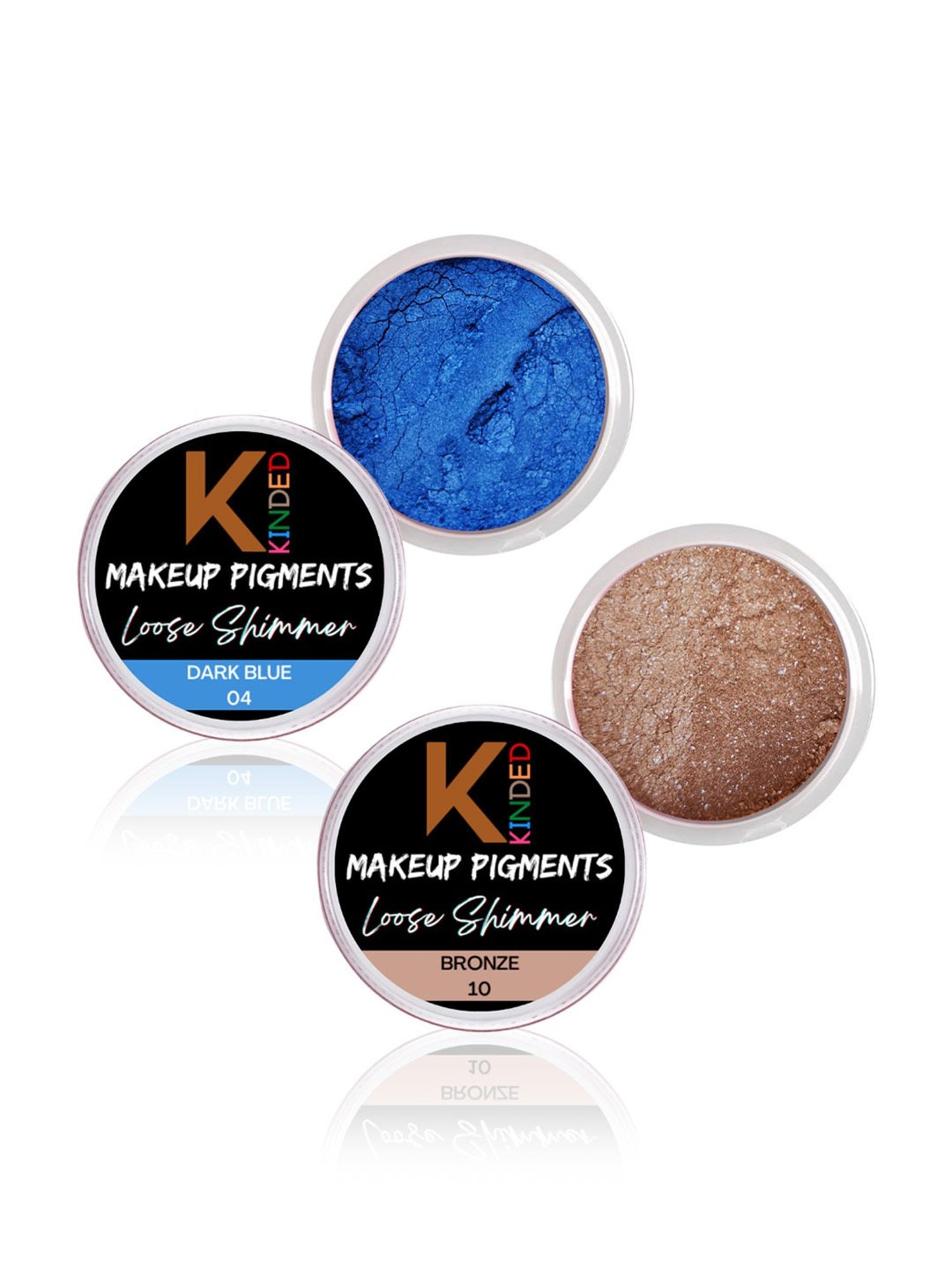 KINDED Makeup Pigments Loose Shimmer Powder Eyeshadow 04 Dark Blue & 10 Bronze Combo
