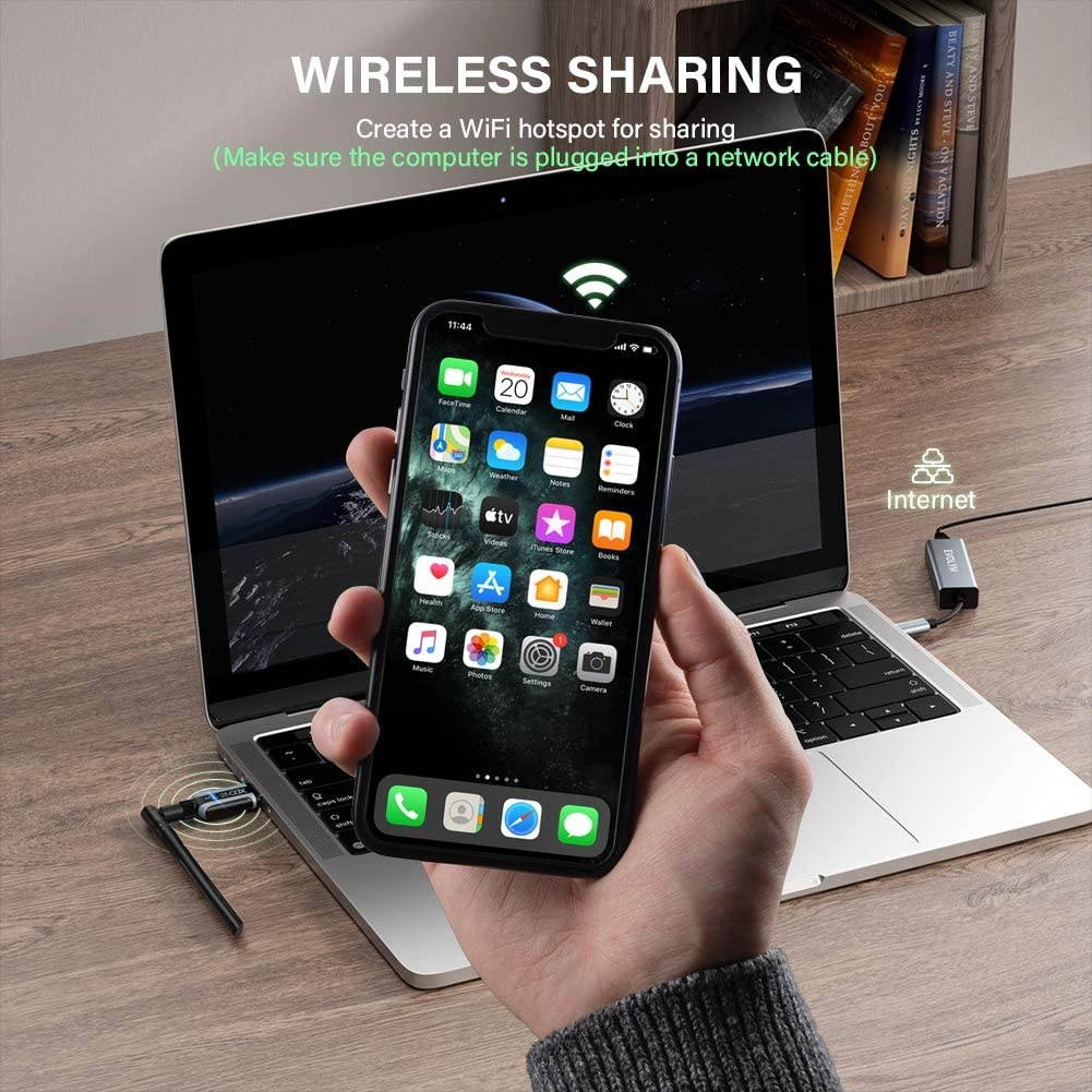 USB WiFi Adapter XDO 1200Mbps Wireless Network Adapter USB 3.0 Dual Band 2.42GHz/5.8GHz 5dBi High Gain Antenna 802.11ac for PC Desktop Laptop