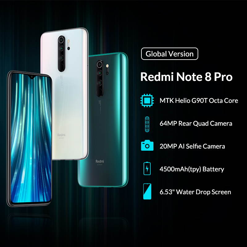 Global Version Xiaomi Redmi Note 8 Pro 6GB 128GB MTK Heilo G90T Mobile Phone Quad Cameras smartphone 64MP 4500mah NFC 18W