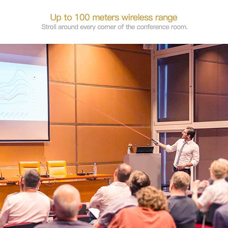 Wireless Presenter Remote Laser Pointer 24GHz USB Control Presentation PPT PowerPoint Clicker for Mac Keynote Laptop Google Slides Support Hyperlink and Volume Control