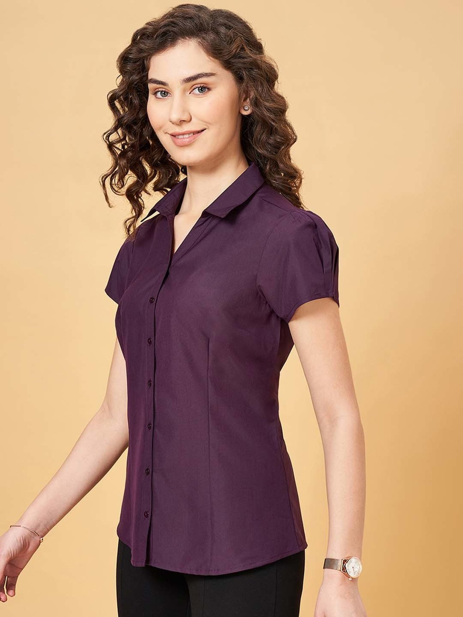 Van Heusen Maroon Plain Formal Shirt