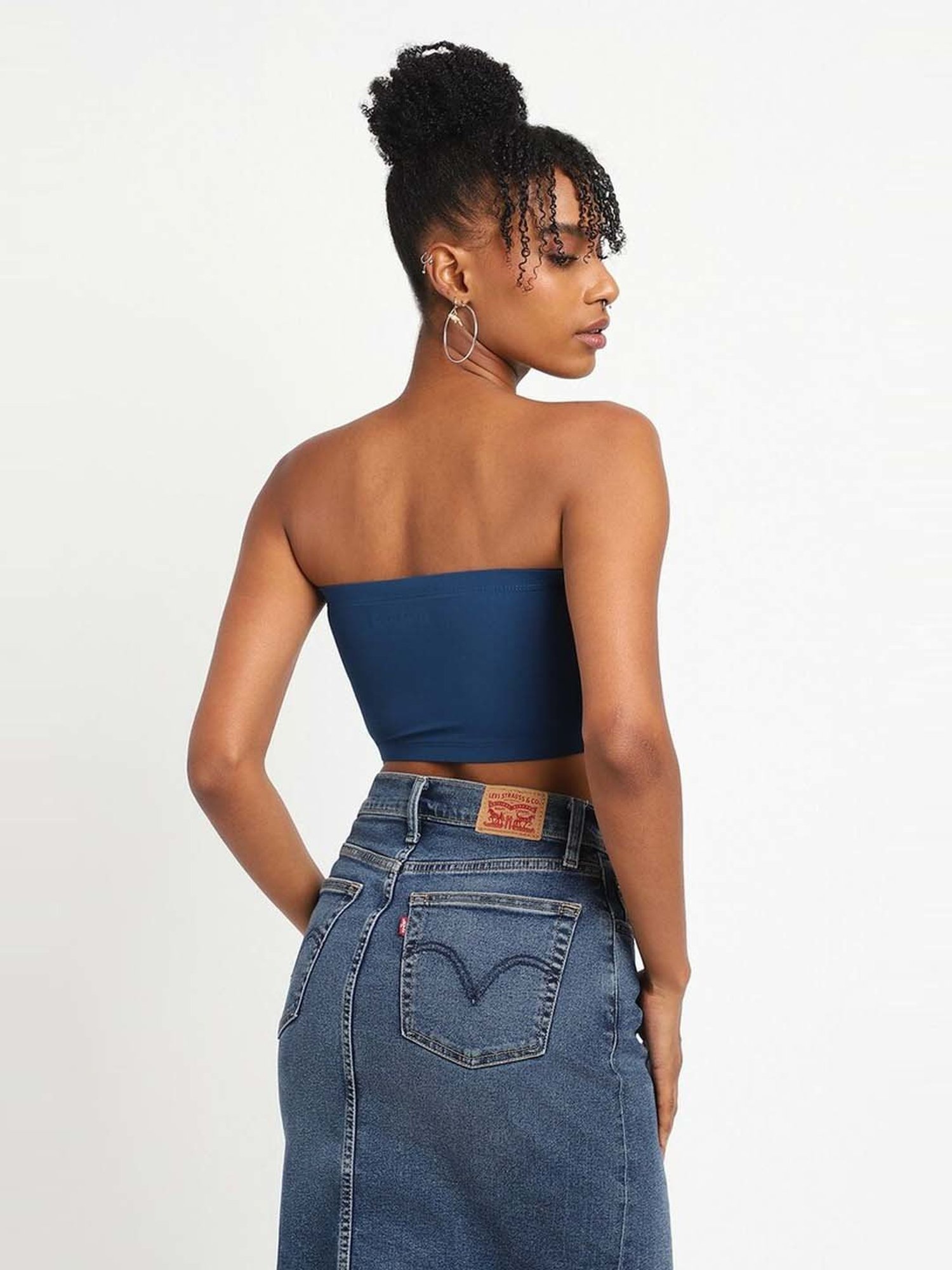 Forever 21 Blue Regular Fit Tube Top