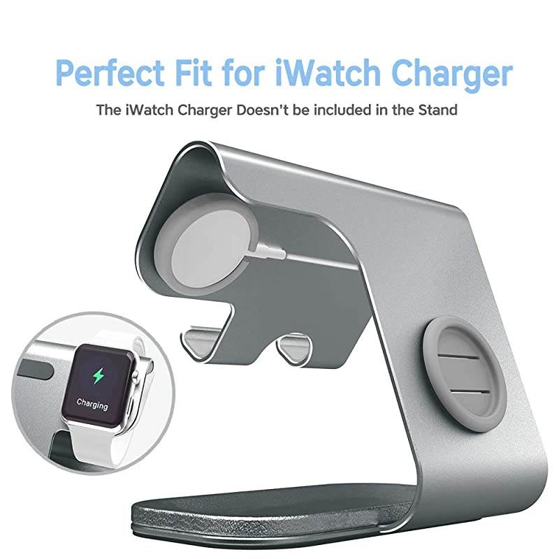 Cellphone and Apple Watch Stand  2 in1 Universal Desktop Stand Holder for iPhone iPhone 11 Pro Max iPhone 11 iPhone 11 Pro Phone and Apple Watch38mm42mmGray Leather