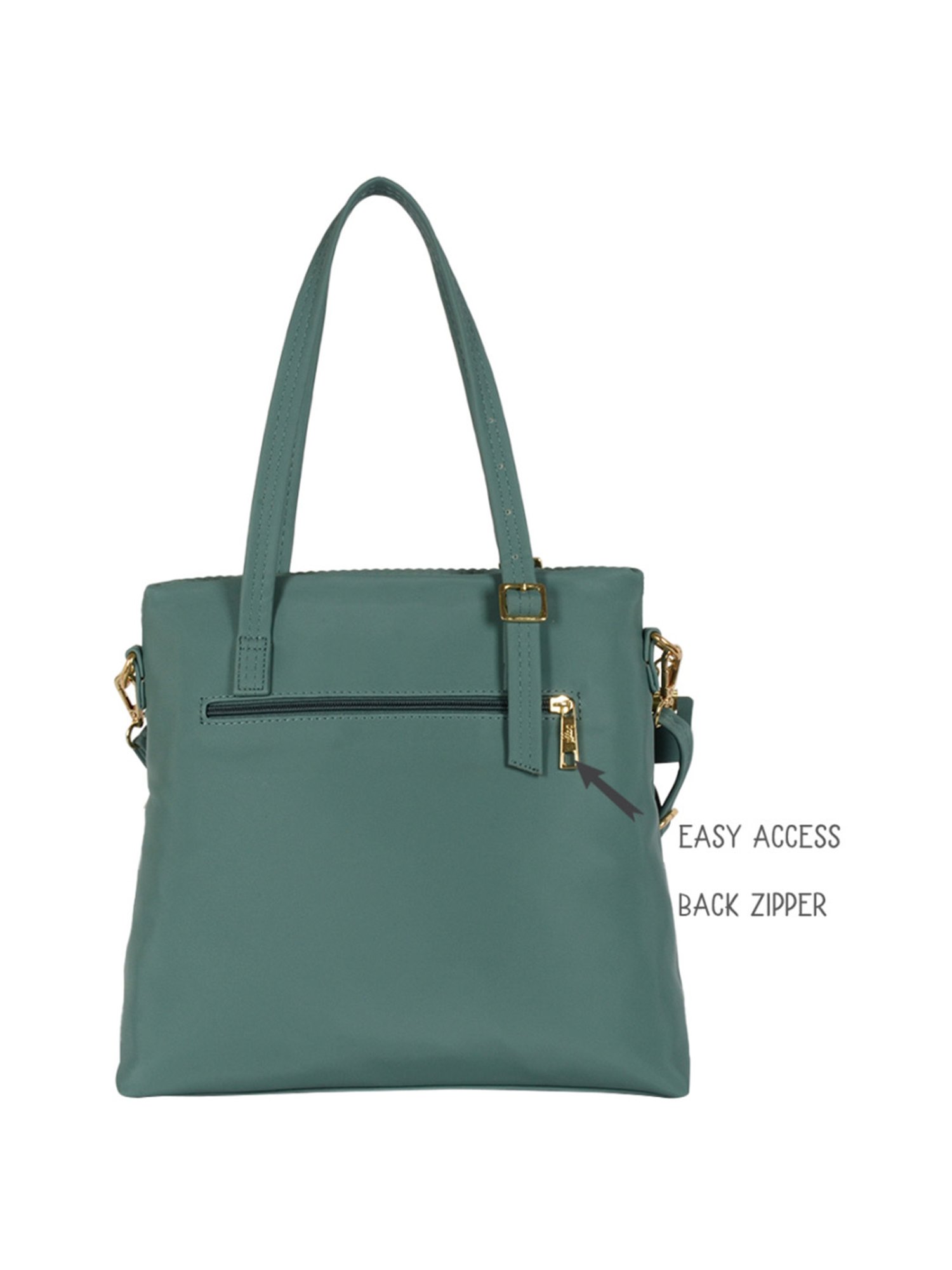 Baggit Green Textured Medium Tote Handbag