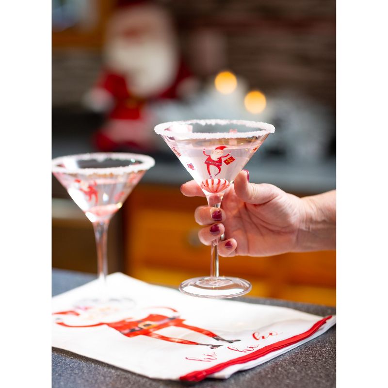 Sullivans Santa Martini Glasses Set of 4, 7"H Multicolored