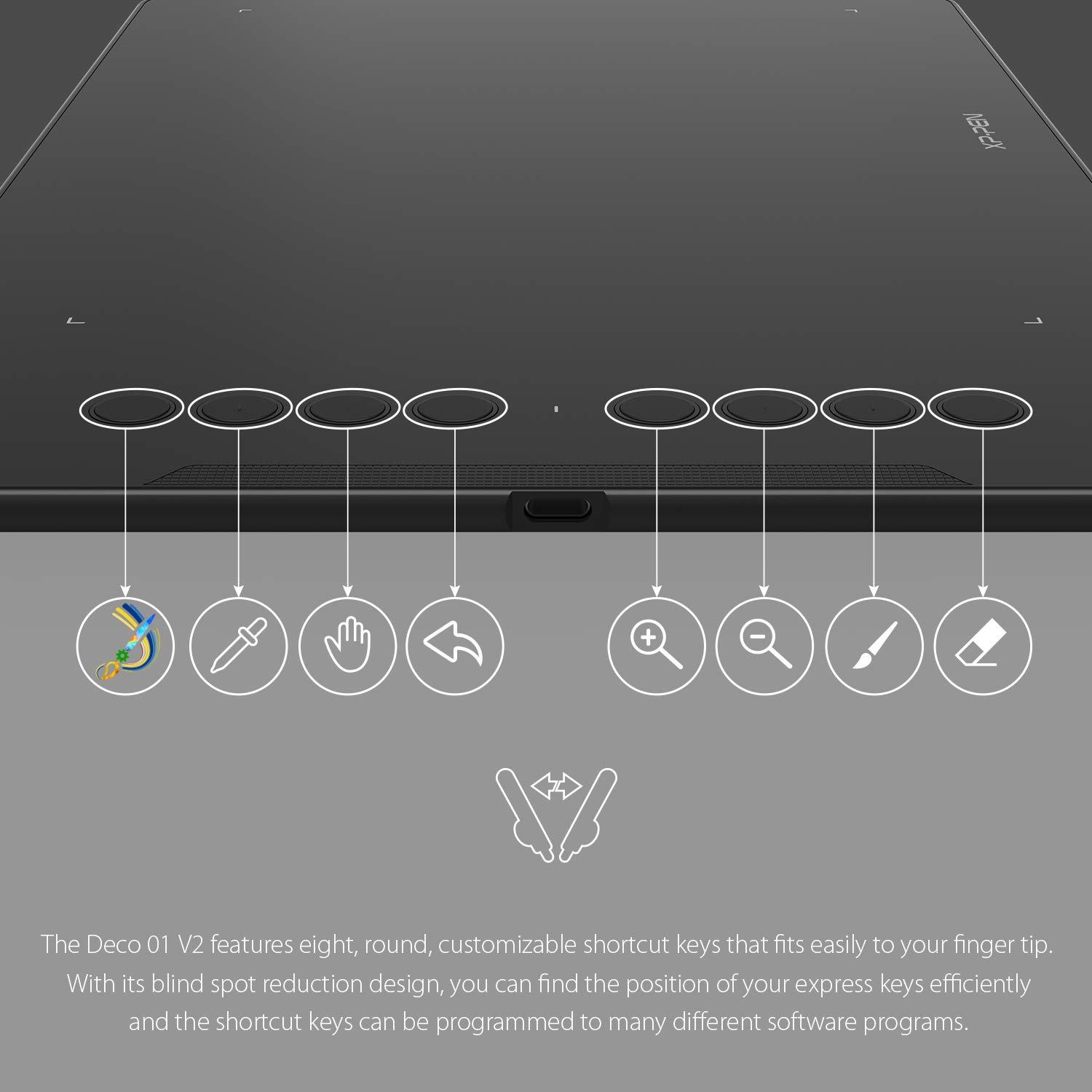 XP-PEN Deco 01 V2 Graphics Tablet 10x6.25 Inch Drawing Pen Tablet 8192 Levels Pressure Battery-Free Pen with Tilt Function Android Supported and 8 Shortcut Keys