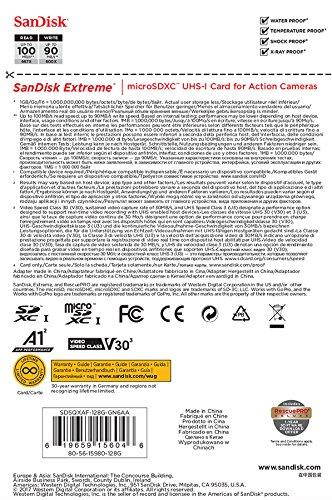 SanDisk Extreme 128GB microSDXC UHS-I U3 V30 A1 Memory Card - SDSQXAF-128G-GN6AA