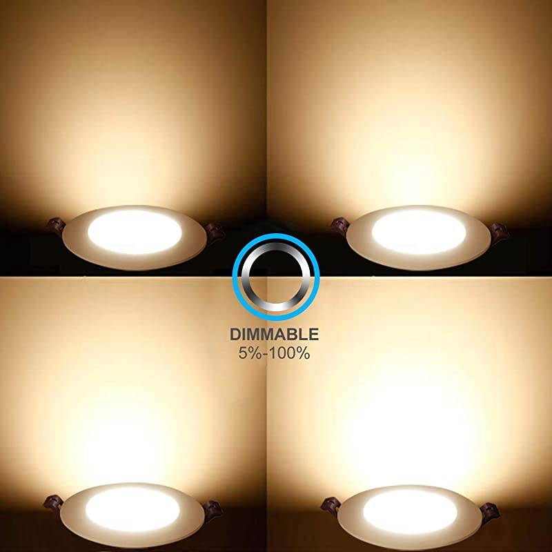 LED Recessed Low Profile Slim Panel Light with Junction Box Air Tight 4 inch 9W 550 Lumens 3000K Warm White CRI80+ Dimmable cETLus Listed Energy Star Certified 1 Pack