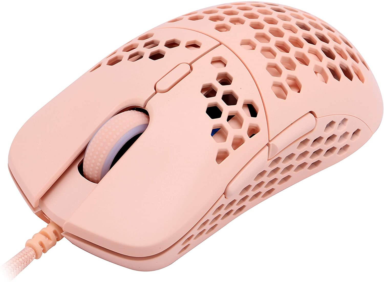 HK Gaming Mira S Ultra Lightweight Honeycomb Shell Wired RGB Gaming Mouse - Up to 12 000 cpi | 6 Buttons - 61g Only (Mira-S Rose Quartz)
