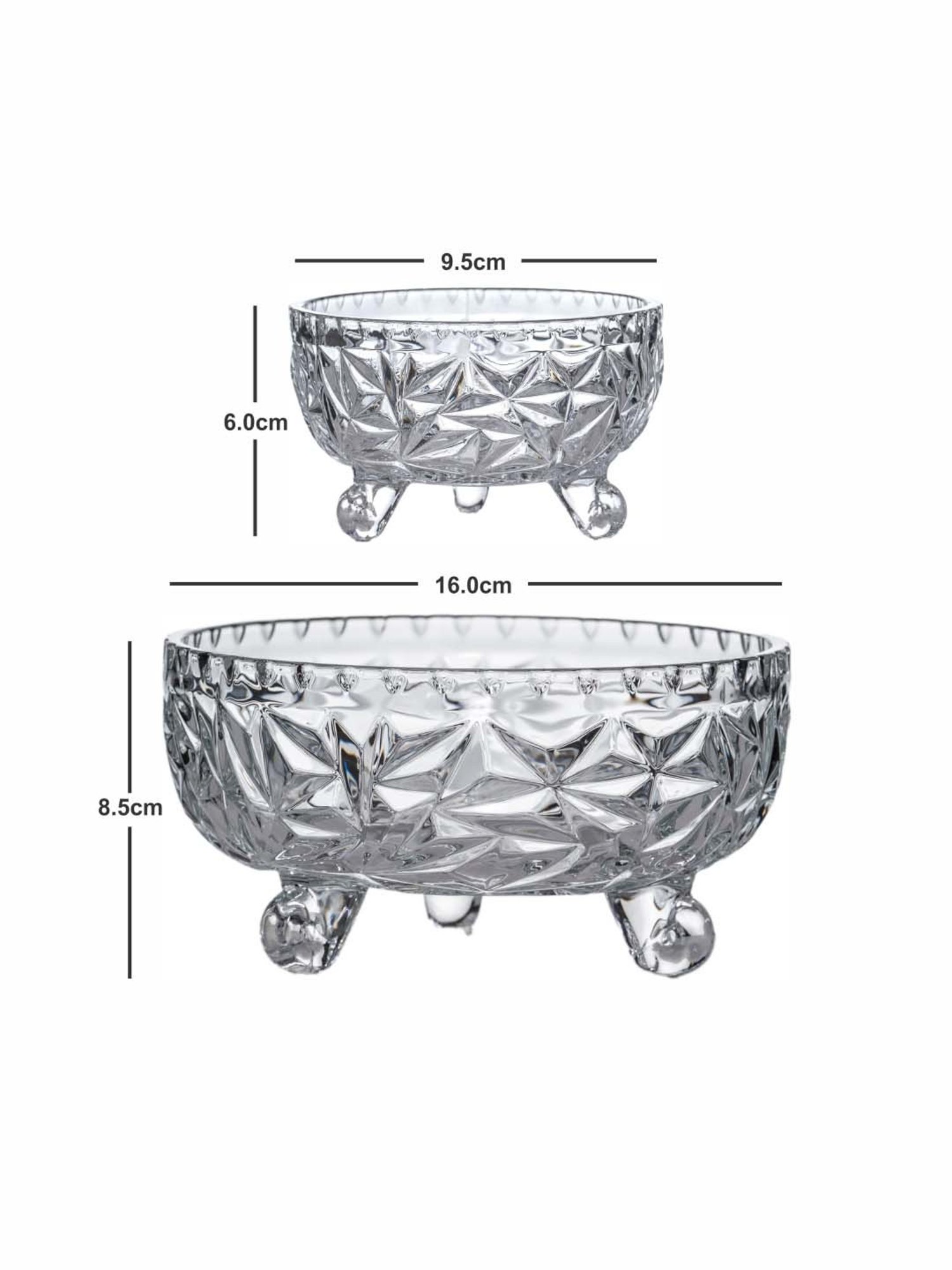 Roxx Transparent Glass 7-Piece Dessert Bowl & Serving Bowl Set