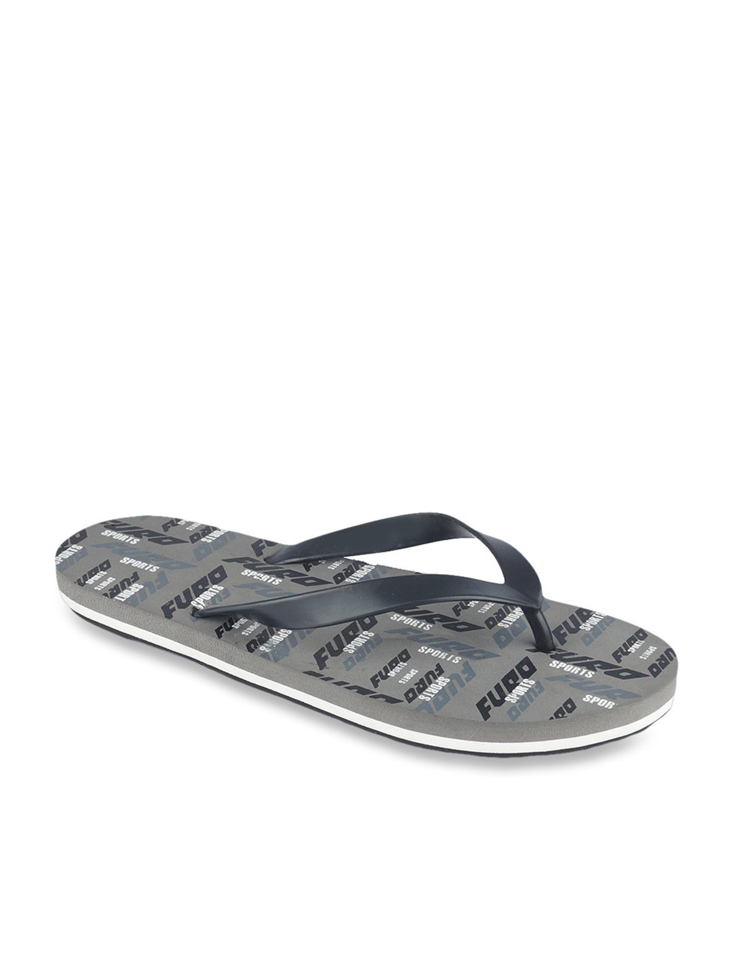 Furo by Red Chief Men's Grey & Black Flip Flops