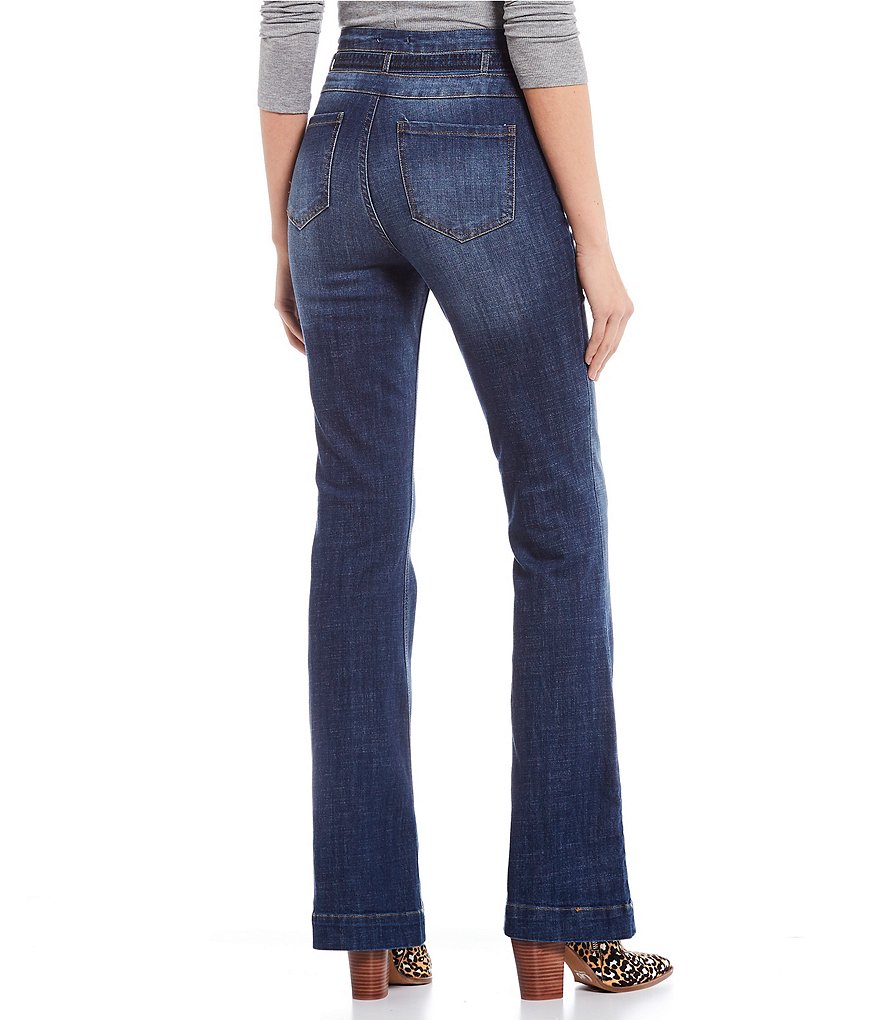 YMI Jeanswear High Rise Cropped Frayed Wide Leg Jeans