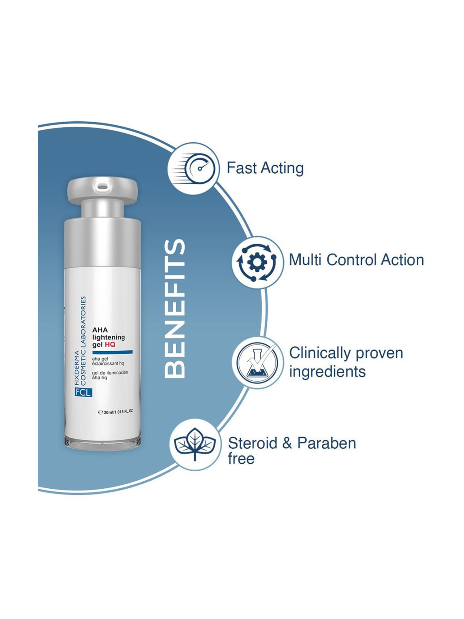 FCL Aha Lightening Gel HQ, Treats Uneven Skin, Freckles,Melasma, Night Serum - 30 ml