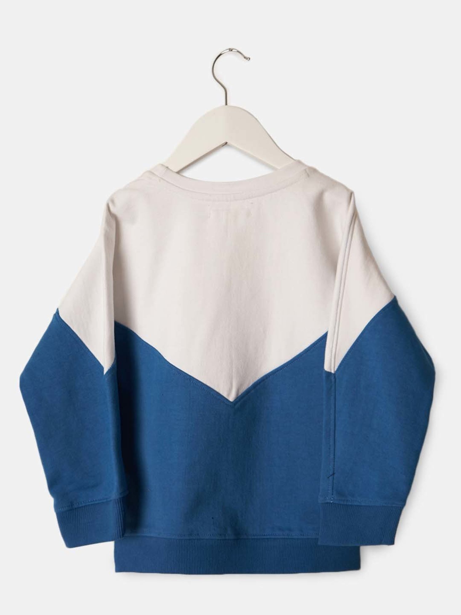 Angel & Rocket Kids Cream & Blue Cotton Printed Full Sleeves Sweatshirt