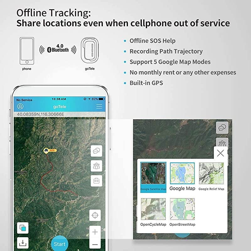 GPS Tracker, No Monthly Fee No Network Required Mini Portable Off-Grid Real Time GPS Tracking Device for Outdoor Hiking, Hunting, Kids and Pets Tracker (2 Pack)