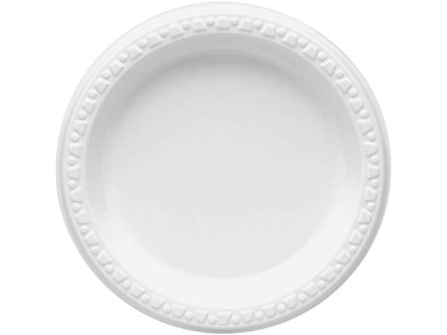 Tablemate 6644WH Plastic Dinnerware, Plates, 6" Diameter, White, 125/Pack