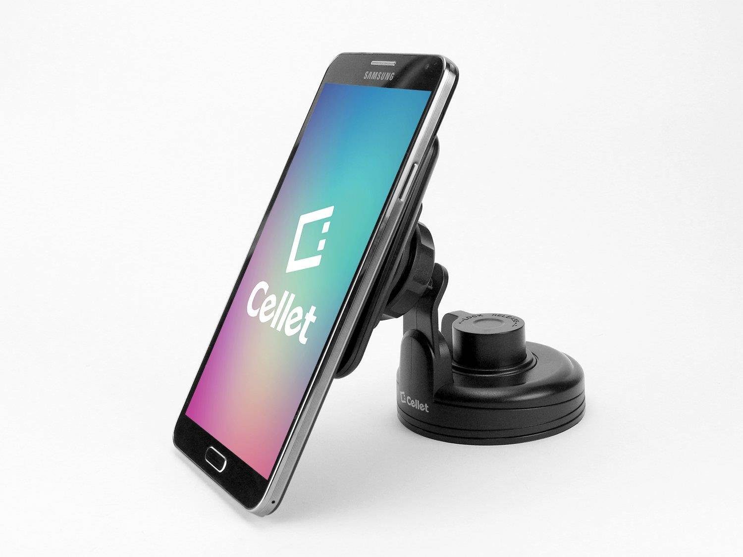 Cellet Universal Cradle-less Car Smartphone Holder with 8 suction cup holder for Samsung Galaxy S8, S8 Plus, Samsung Note 8, Apple iPhone X, iPhone 8, 8 Plus