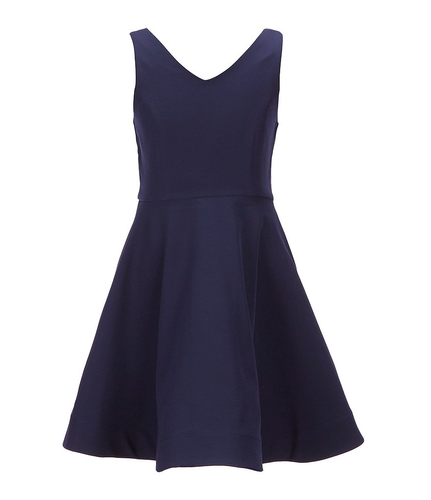 Rare Editions Big Girls 7-16 Sleeveless Bow-Back Fit-And-Flare Dress