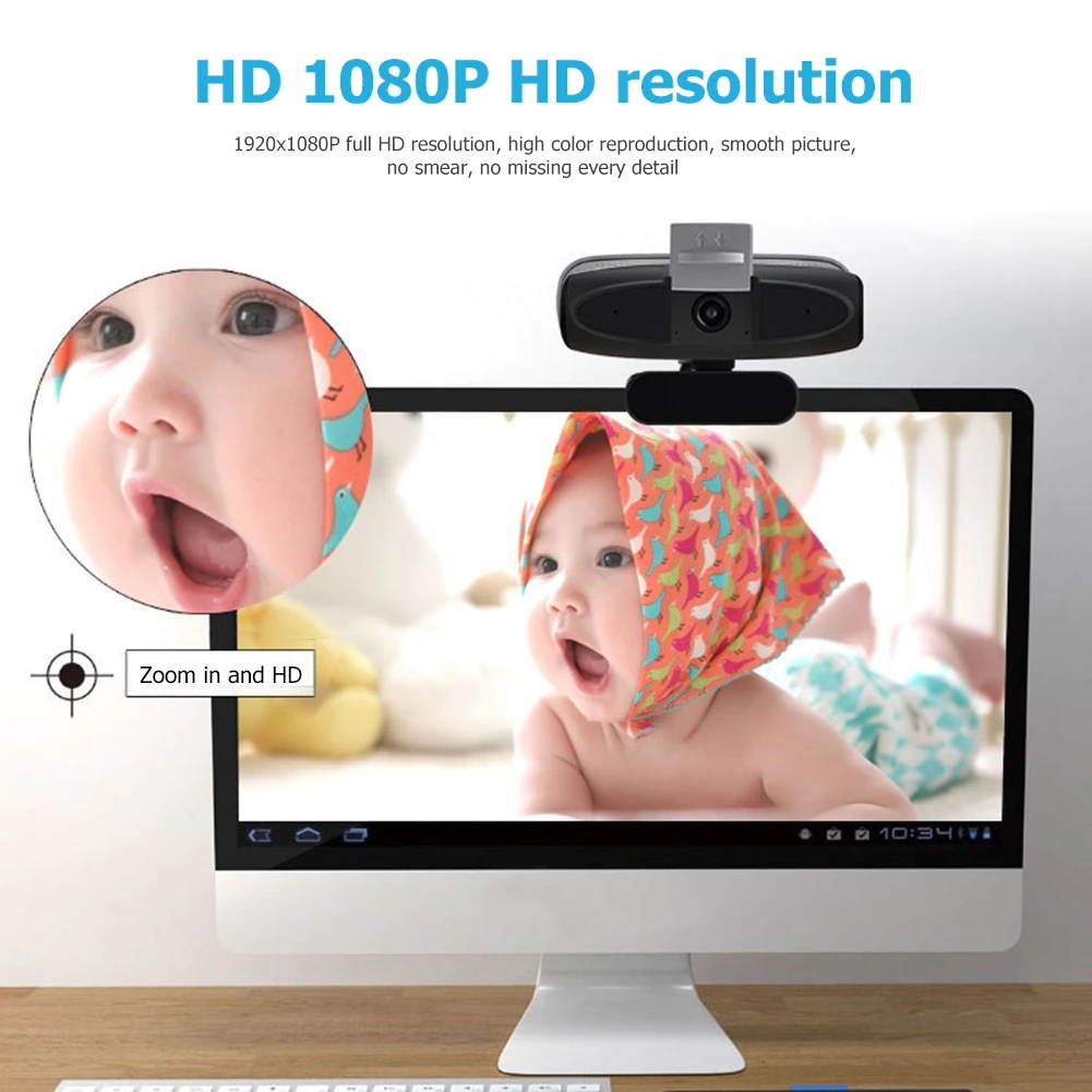 Video Conference Live Streaming Web Camera with Microphone 1080P HD USB Webcam Widescreen Video Work Home Accessories