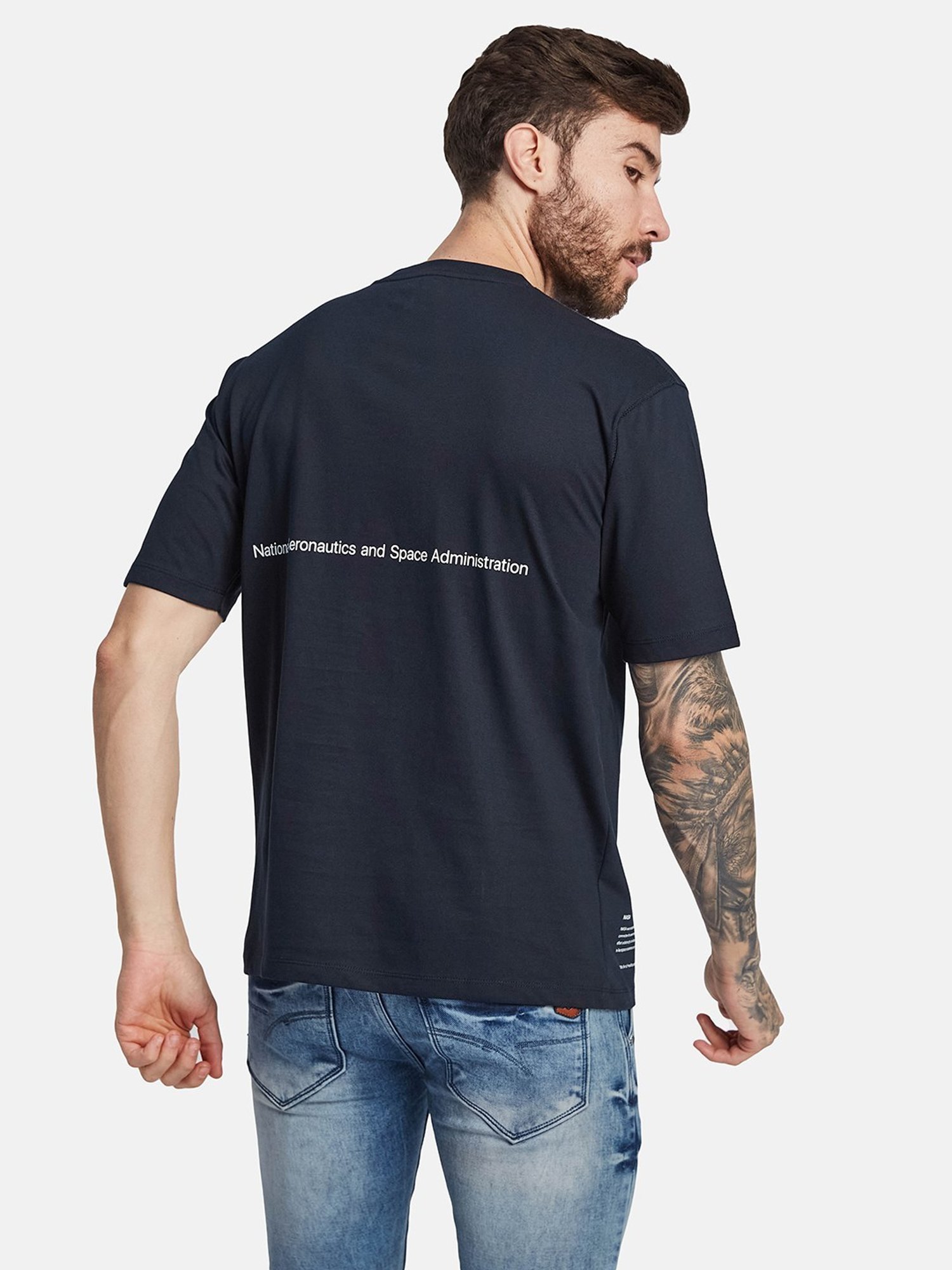 Octave Navy Regular Fit Printed T-Shirt