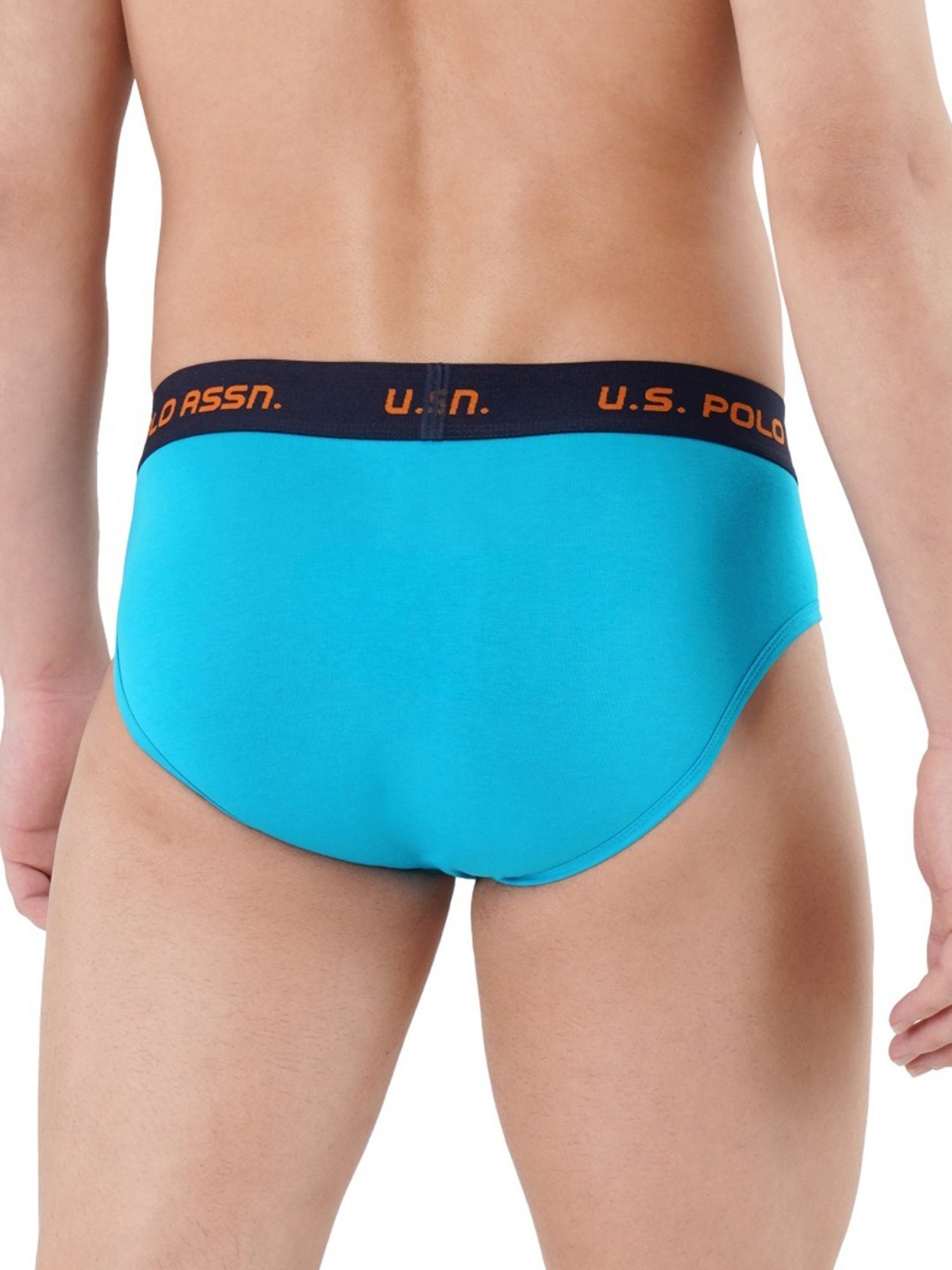 U.S. Polo Assn. Blue & Multi Cotton Regular Fit Printed Briefs - Pack Of 2