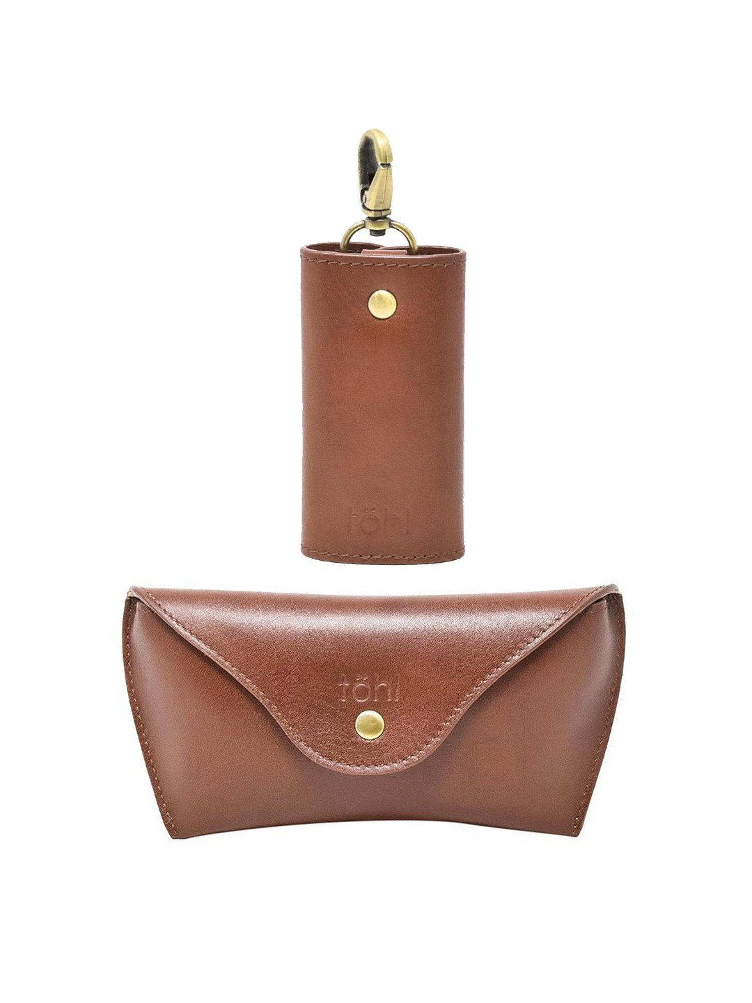 Tohl Verao Tan Leather Solid Keychain & Eyewear Case Set