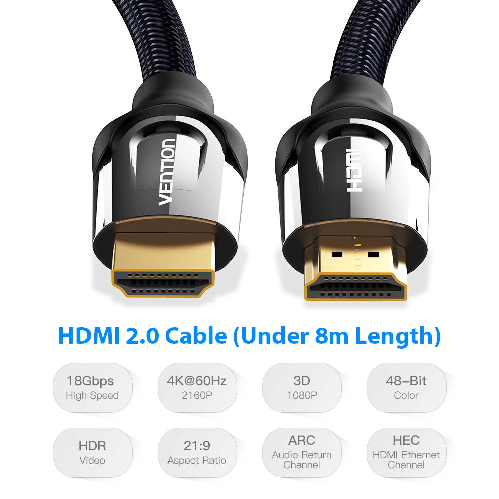 Vention HDMI Cable 6ft,Super Speed HDMI 2.0 Cable Male to Male  Support 4K 3D 1080P, Ethernet and Audio Return Channel,with Gold Plated and Nylon Braided for PS3 PS4 Xbox Blu-Ray