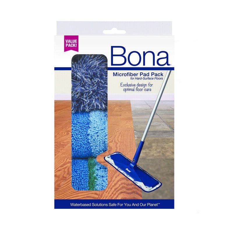 Bona  Microplus  4 in. W x 15 in. L Wet  Microfiber  Mop Pad  3 pk