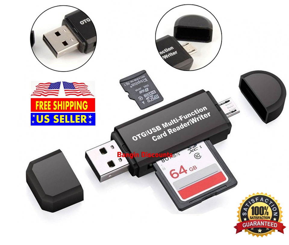 Micro USB OTG to USB 2.0 Adapter SD/Micro SD Card Reader With Standard USB Male
