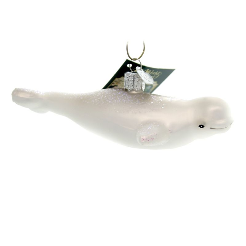 Old World Christmas 1.75" Beluga Whale Melon Head White  -  Tree Ornaments