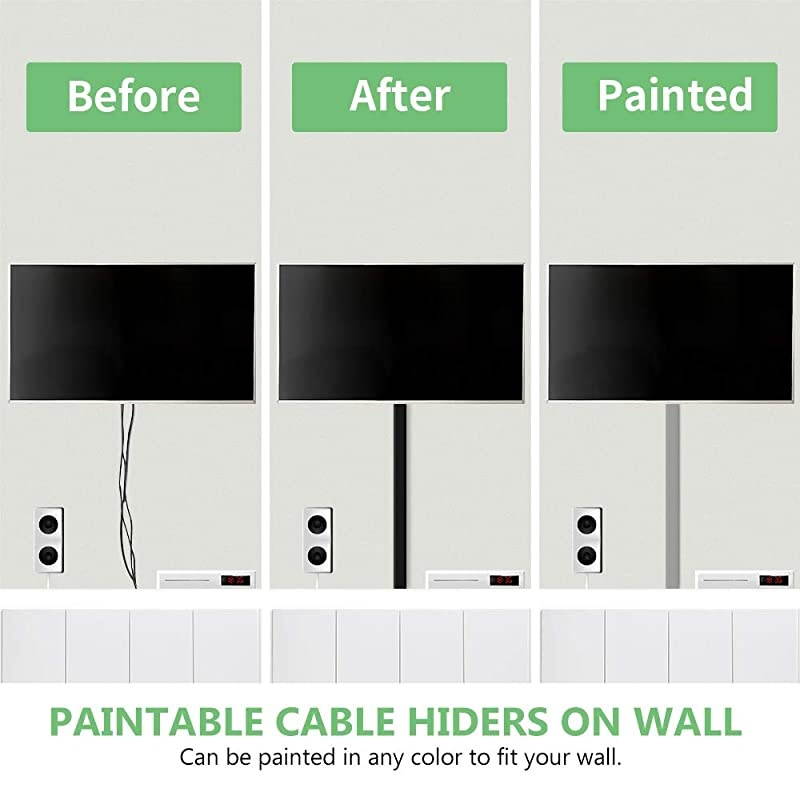 Concealer PVC Cord Cover 945in Paintable Cord Hider to Hide Wires for TV and Computers in Home Office 6X L1575in W118in H067in CC02 Black