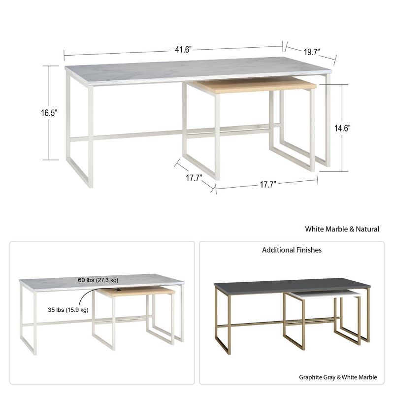 Scarlett Nesting Coffee and End Tables White - CosmoLiving by Cosmopolitan