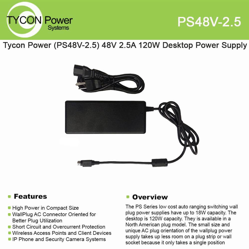 Tycon Power (PS48V-2.5) 48V 2.5A 120W Desktop Power Supply