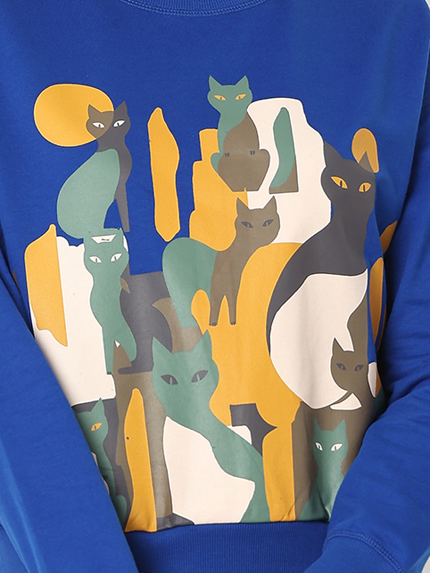 Vero Moda Blue Cotton Printed Sweatshirt