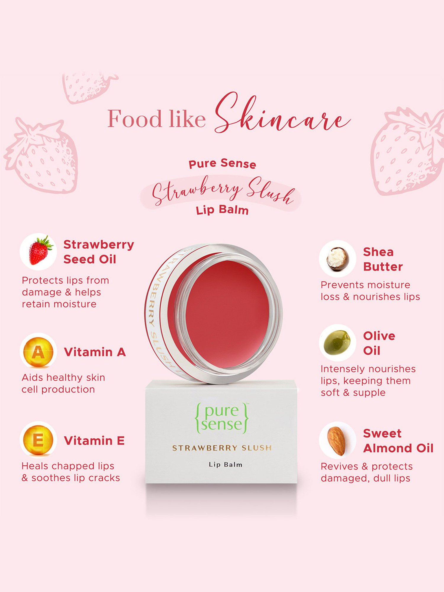 Pure Sense Strawberry Slush Lip Balm - 5 gm